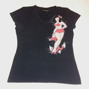 Sourpuss bikini pinup black shirt XL